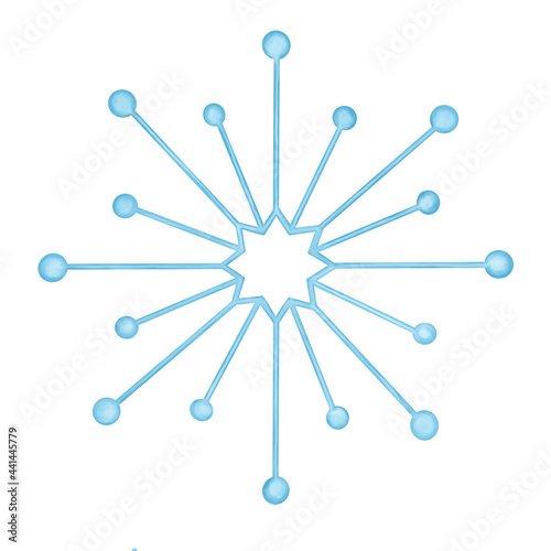 Digital illustration. Beautiful blue snowflake. Winter, new year, christmas. Isolated on a white background.