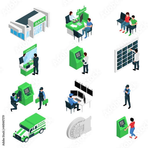 Bank Branch Isometric Set