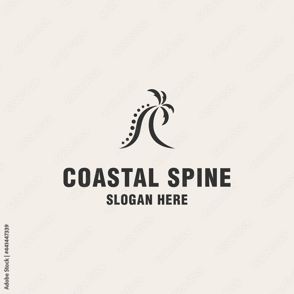 Obraz premium Coastal spine logo template monogram style