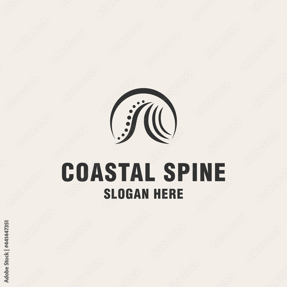 Coastal spine logo template monogram style Coastal spine logo template monogram style