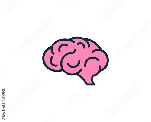 Brain line icon. High quality outline symbol for web design or mobile app. Thin line sign for design logo. Color outline pictogram on white background