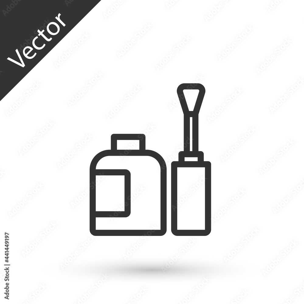 Grey line Bottle of nail polish icon isolated on white background. Vector Grey line Bottle of nail polish icon isolated on white background. Vector