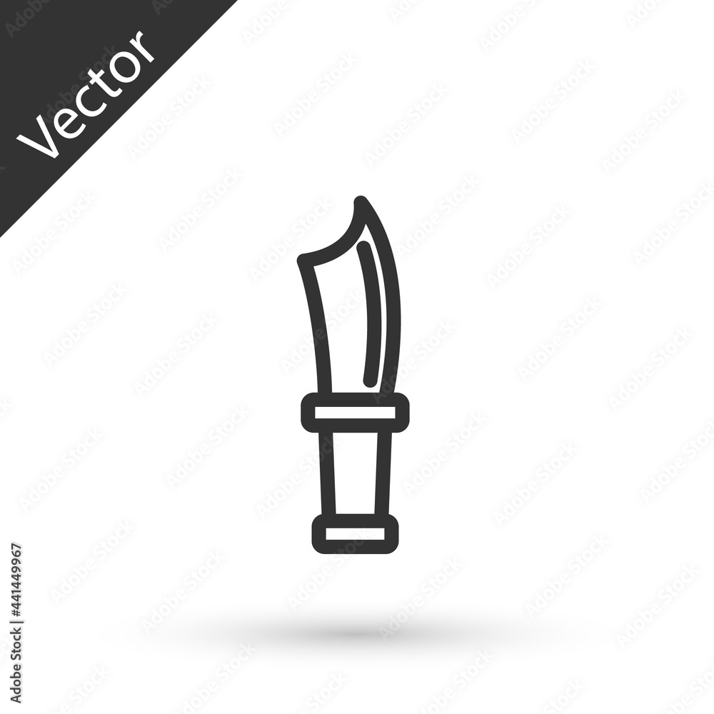 Grey line Diving knife icon isolated on white background. Vector Grey line Diving knife icon isolated on white background. Vector