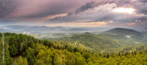 A summer thunderstorm moves over the Murgtal in the German Black Forest