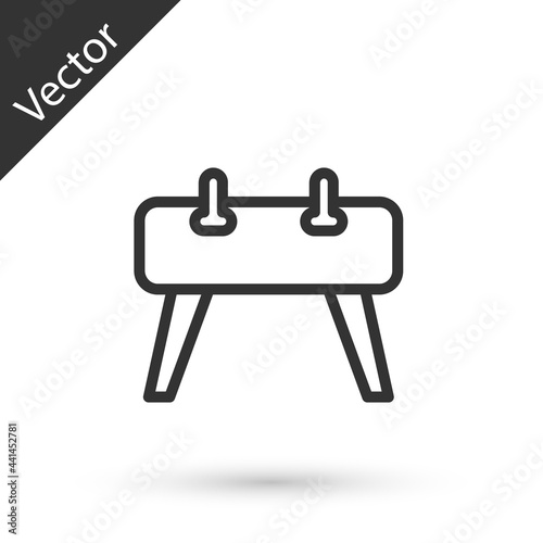 Grey line Pommel horse icon isolated on white background. Sports equipment for jumping and gymnastics. Vector