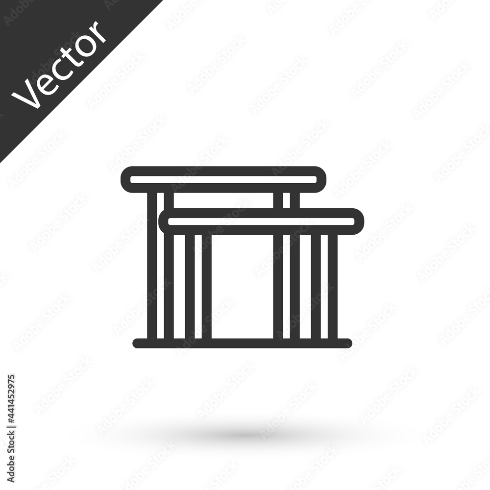 Grey line Gymnastics equipment uneven bars icon isolated on white background. Vector Grey line Gymnastics equipment uneven bars icon isolated on white background. Vector