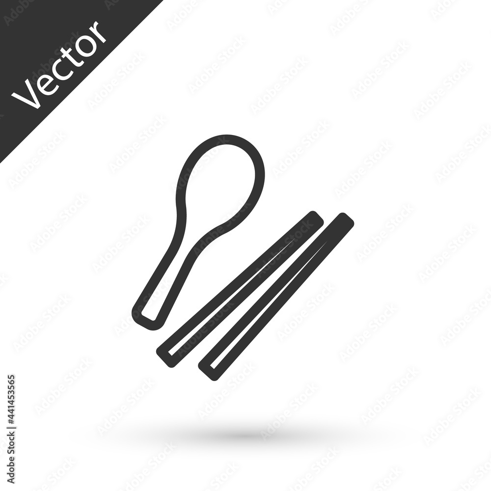Grey line Food chopsticks icon isolated on white background. Wooden Korean sticks for Asian dishes. Oriental utensils. Vector Grey line Food chopsticks icon isolated on white background. Wooden Korean sticks for Asian dishes. Oriental utensils. Vector