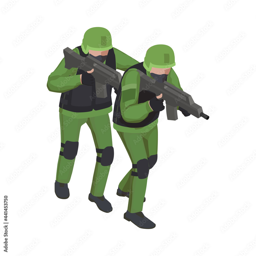 Fototapeta premium Soldiers Isometric Illustration