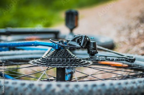 bicycle parts cassette and chain closeup 