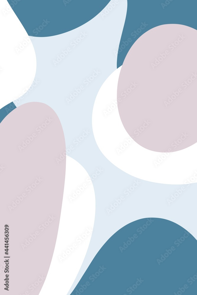 set of abstract shapes lines circles of blue white and beige colors hand drawn digital illustration