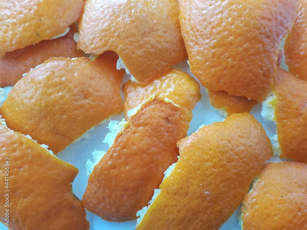orange peel on a white background orange peel on a white background