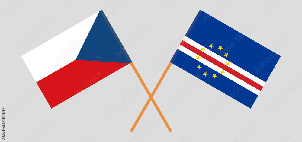 Crossed flags of Czech Republic and Cape Verde. Official colors. Correct proportion Crossed flags of Czech Republic and Cape Verde. Official colors. Correct proportion