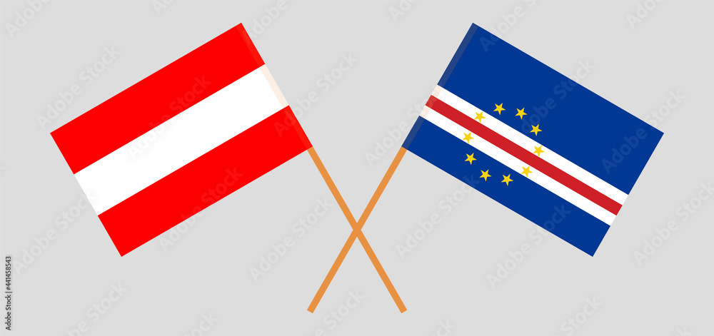 Crossed flags of Austria and Cape Verde. Official colors. Correct proportion Crossed flags of Austria and Cape Verde. Official colors. Correct proportion