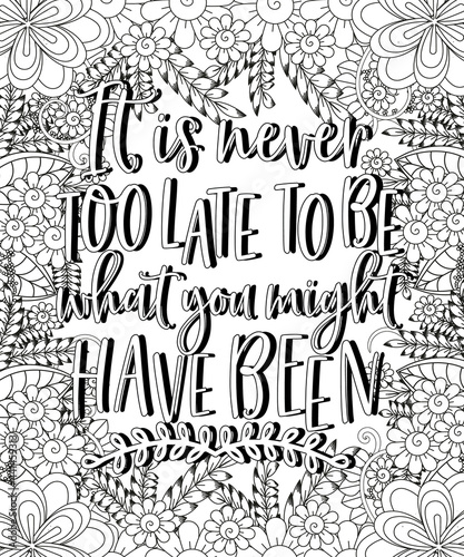 Hand drawn with inspiration word.Coloring for adult and kids. Vector Illustration