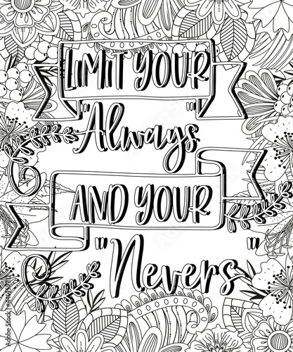 Hand drawn with inspiration word.Coloring for adult and kids. Vector Illustration