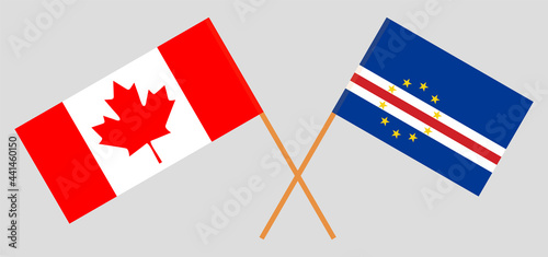 Crossed flags of Canada and Cape Verde. Official colors. Correct proportion