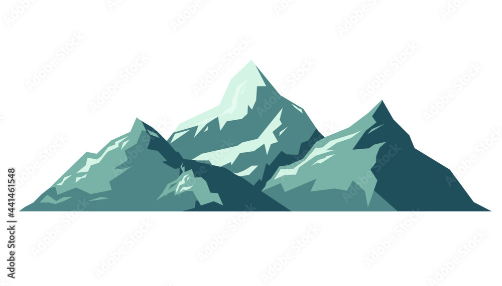 Fototapeta premium Colored moutnains isolated on white. Vector illustration. 
