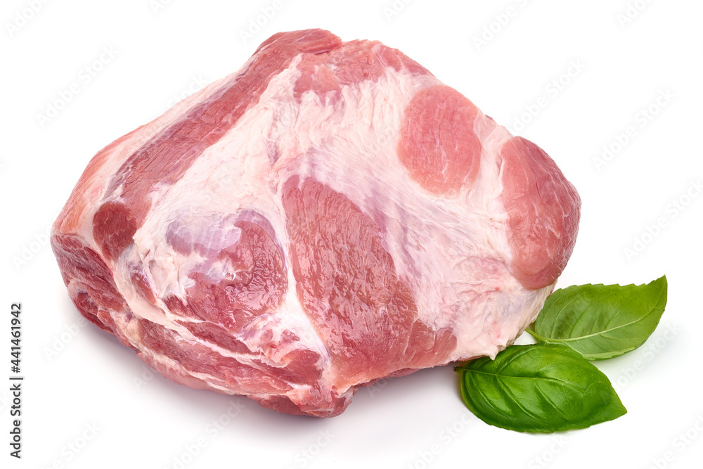 Raw pork ham, isolated on white background. High resolution image. Raw pork ham, isolated on white background. High resolution image.