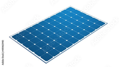 Solar PV module isolated on white background. Photovoltaic system. 3d illustration. photo