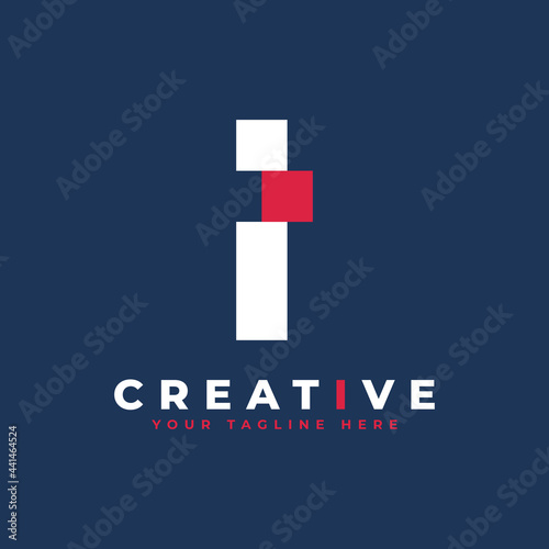 Simple Initial Letter I Logo. White and Red Shape A Letter Cutout Style. Usable for Business and Branding Logos. Flat Vector Logo Design Ideas Template Element.