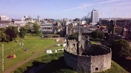 Cardiff castle aerial view