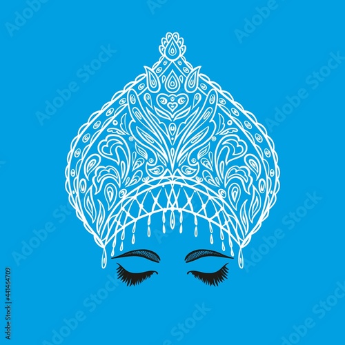 Girl in Kokoshnik and eyelashes