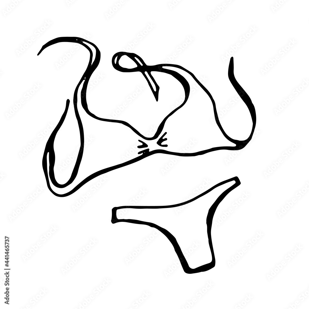 Bikini swimsuit. Vector, black, isolated Bikini swimsuit. Vector, black, isolated