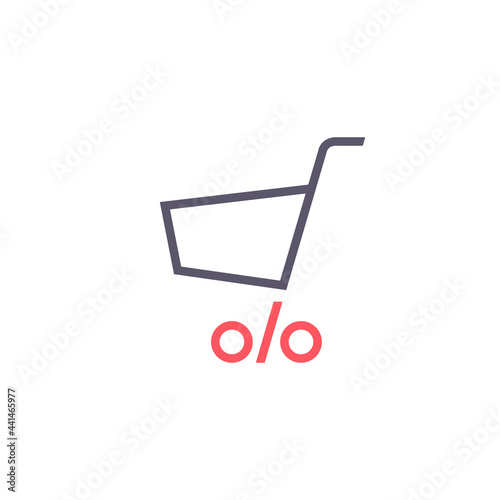 Shopping cart With Percentage icon, Vector Sale symbol, Discount logo