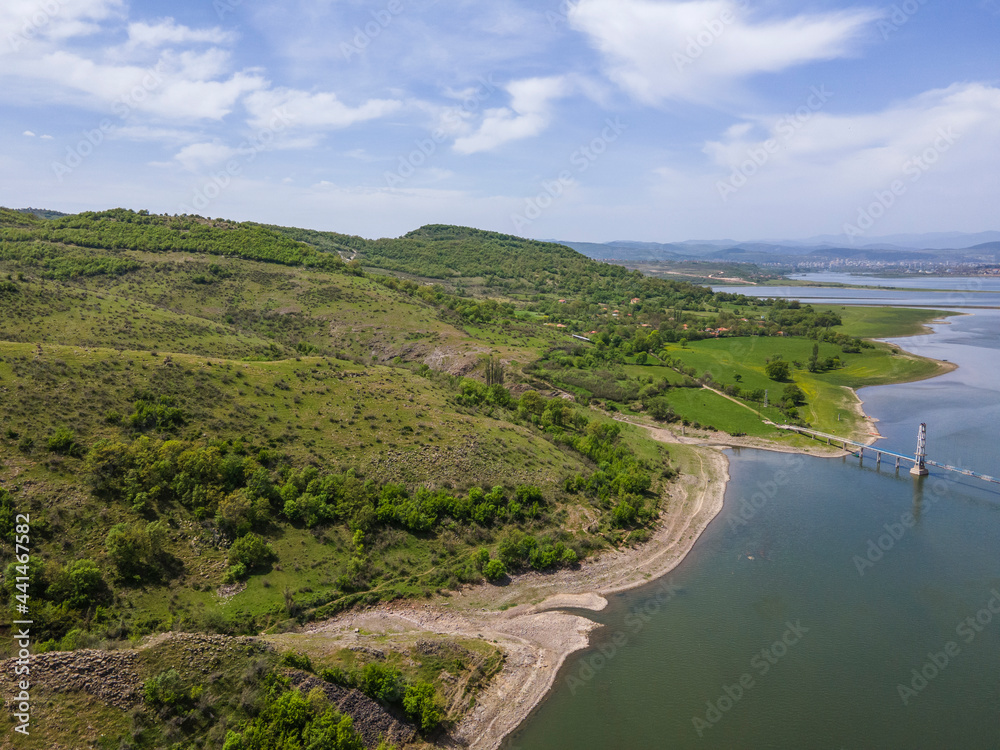 Obraz premium Aerial view of Studen Kladenets Reservoir, Bulgaria