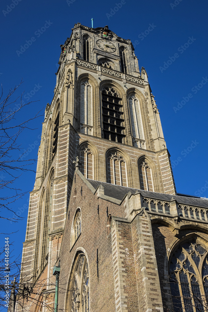 St. Lawrence Church (Grote of Sint-Laurenskerk, 1449 - 1525) - Protestant church in town center of Rotterdam. It is only remnant of the medieval city of Rotterdam. The Netherland.