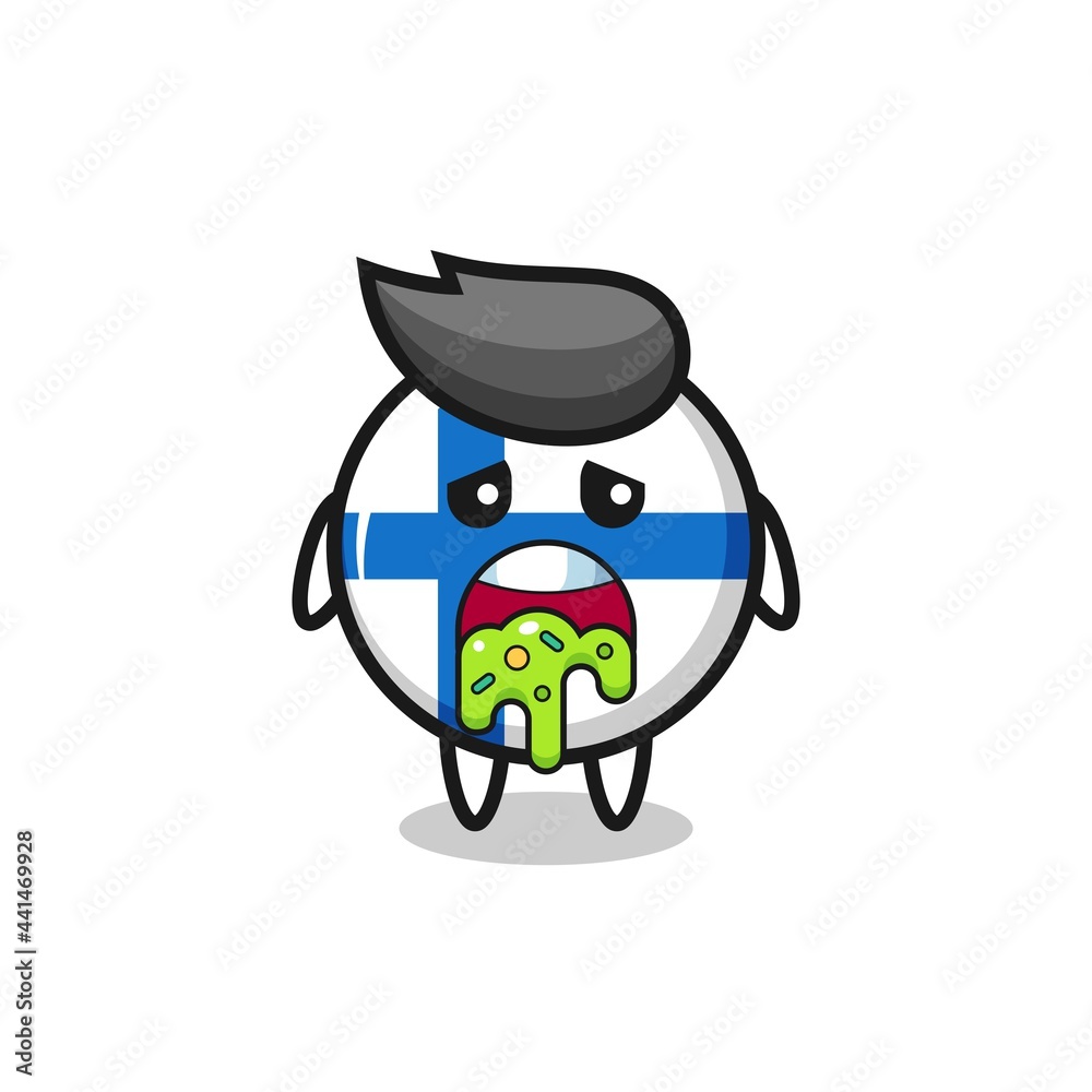the cute finland flag badge character with puke the cute finland flag badge character with puke
