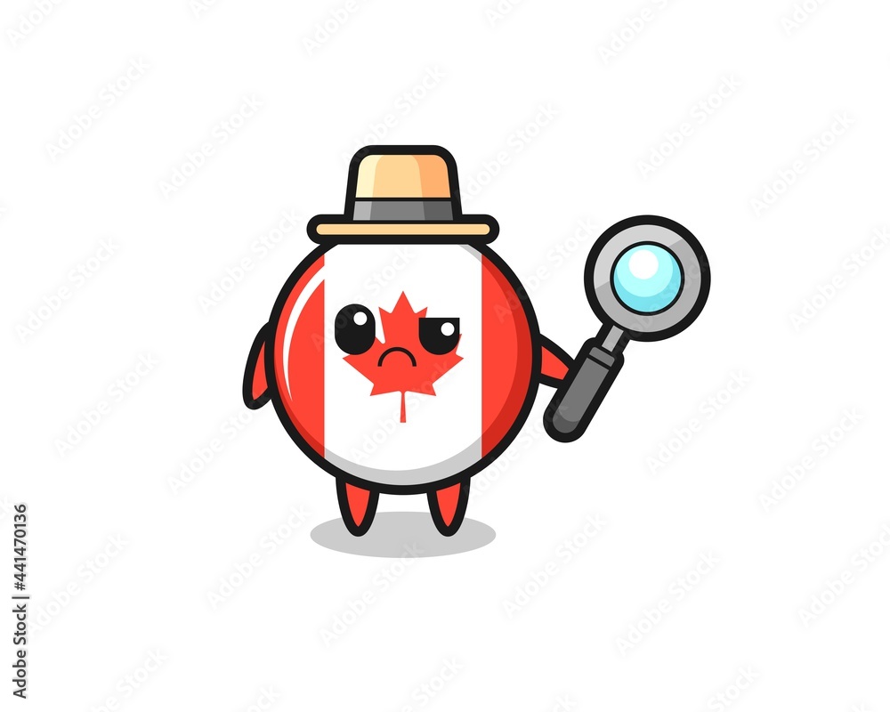 the mascot of cute canada flag badge as a detective the mascot of cute canada flag badge as a detective