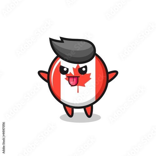 naughty canada flag badge character in mocking pose