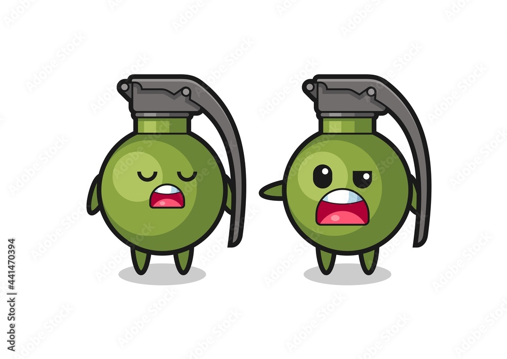illustration of the argue between two cute grenade characters illustration of the argue between two cute grenade characters