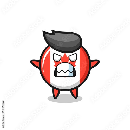 wrathful expression of the canada flag badge mascot character