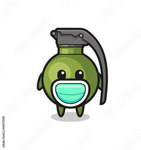 cute grenade cartoon wearing a mask