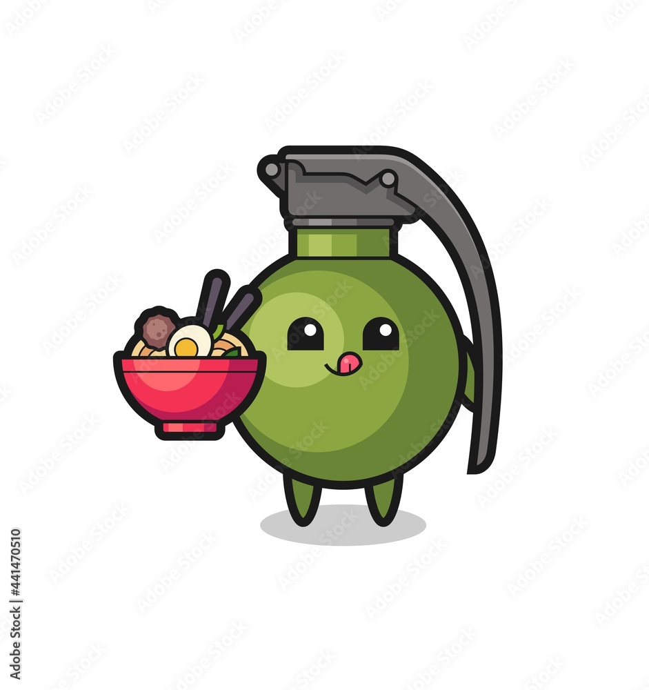 cute grenade character eating noodles cute grenade character eating noodles