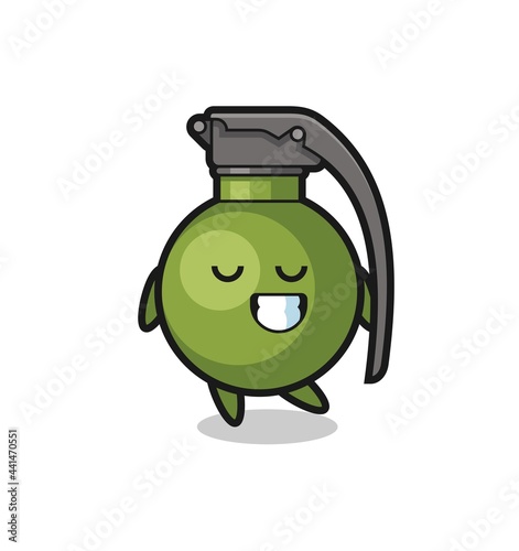 grenade cartoon illustration with a shy expression