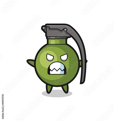 wrathful expression of the grenade mascot character