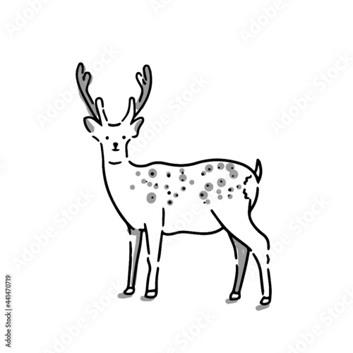 Japanese illustration. Hand drawn sketch. Japanese culture and lifestyle. Vector illustration of Japanese deer in Nara icon. Graphic design elements. Isolated objects. © Mizuho Call
