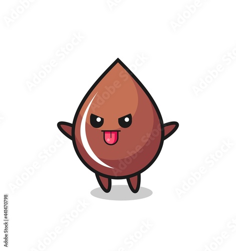 naughty chocolate drop character in mocking pose
