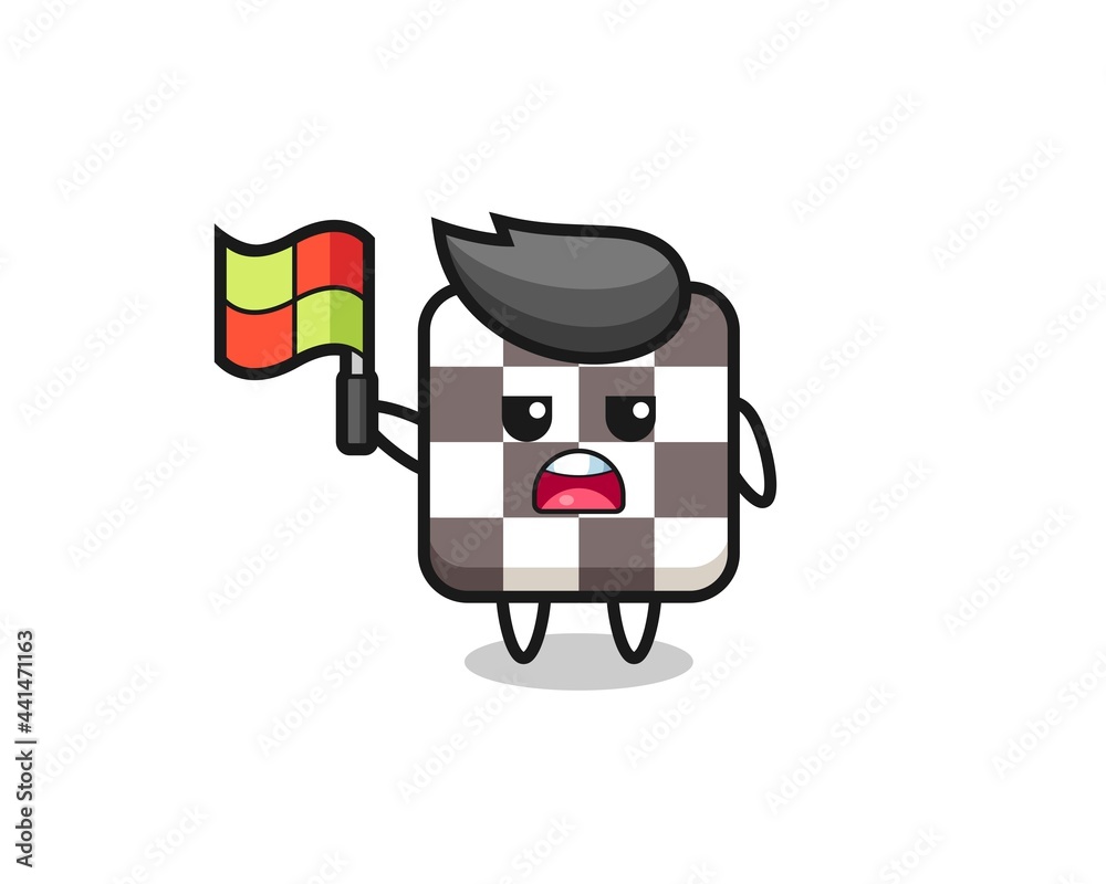 chess board character as line judge putting the flag up chess board character as line judge putting the flag up