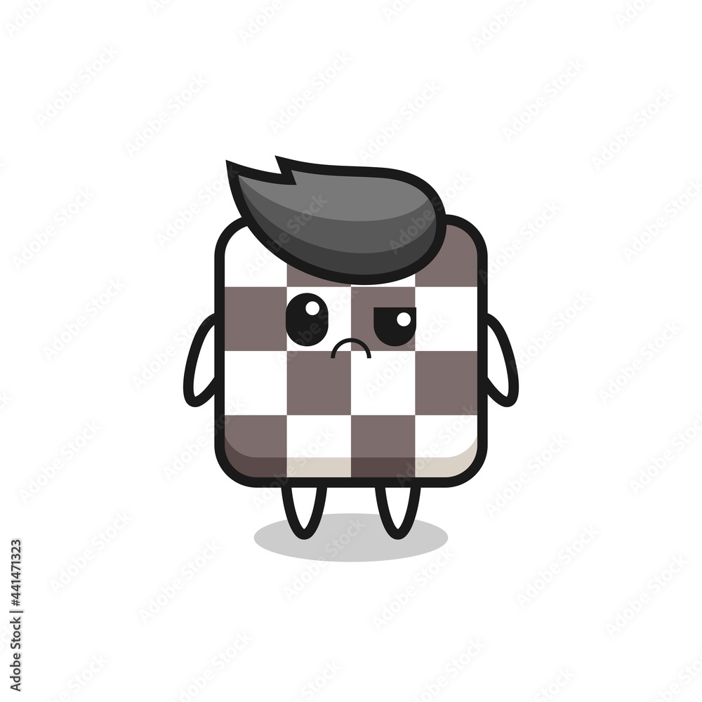 the mascot of the chess board with sceptical face the mascot of the chess board with sceptical face