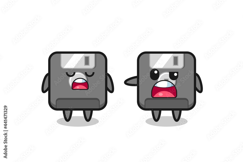 illustration of the argue between two cute floppy disk characters illustration of the argue between two cute floppy disk characters