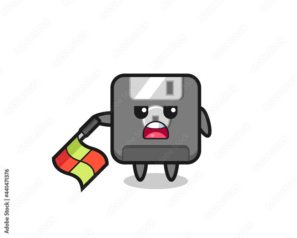 floppy disk character as line judge hold the flag down at a 45 degree angle floppy disk character as line judge hold the flag down at a 45 degree angle