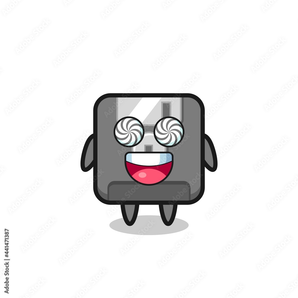 cute floppy disk character with hypnotized eyes cute floppy disk character with hypnotized eyes
