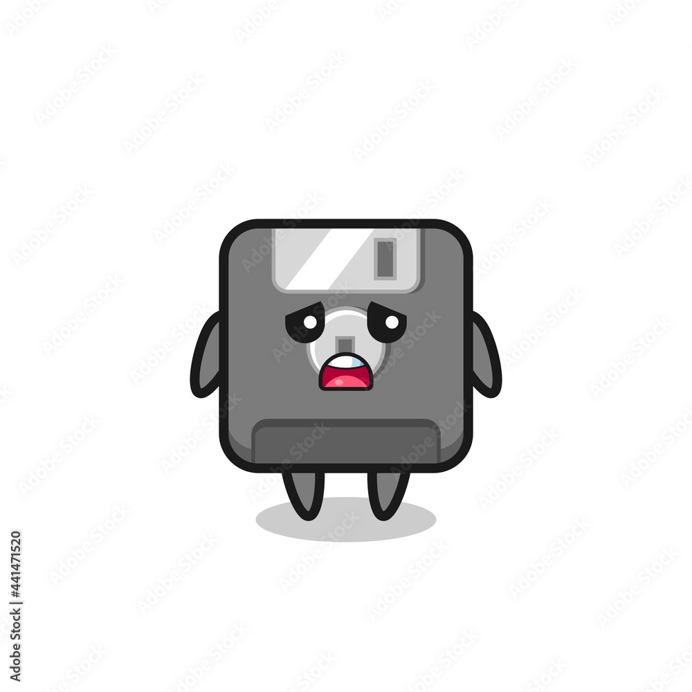 disappointed expression of the floppy disk cartoon