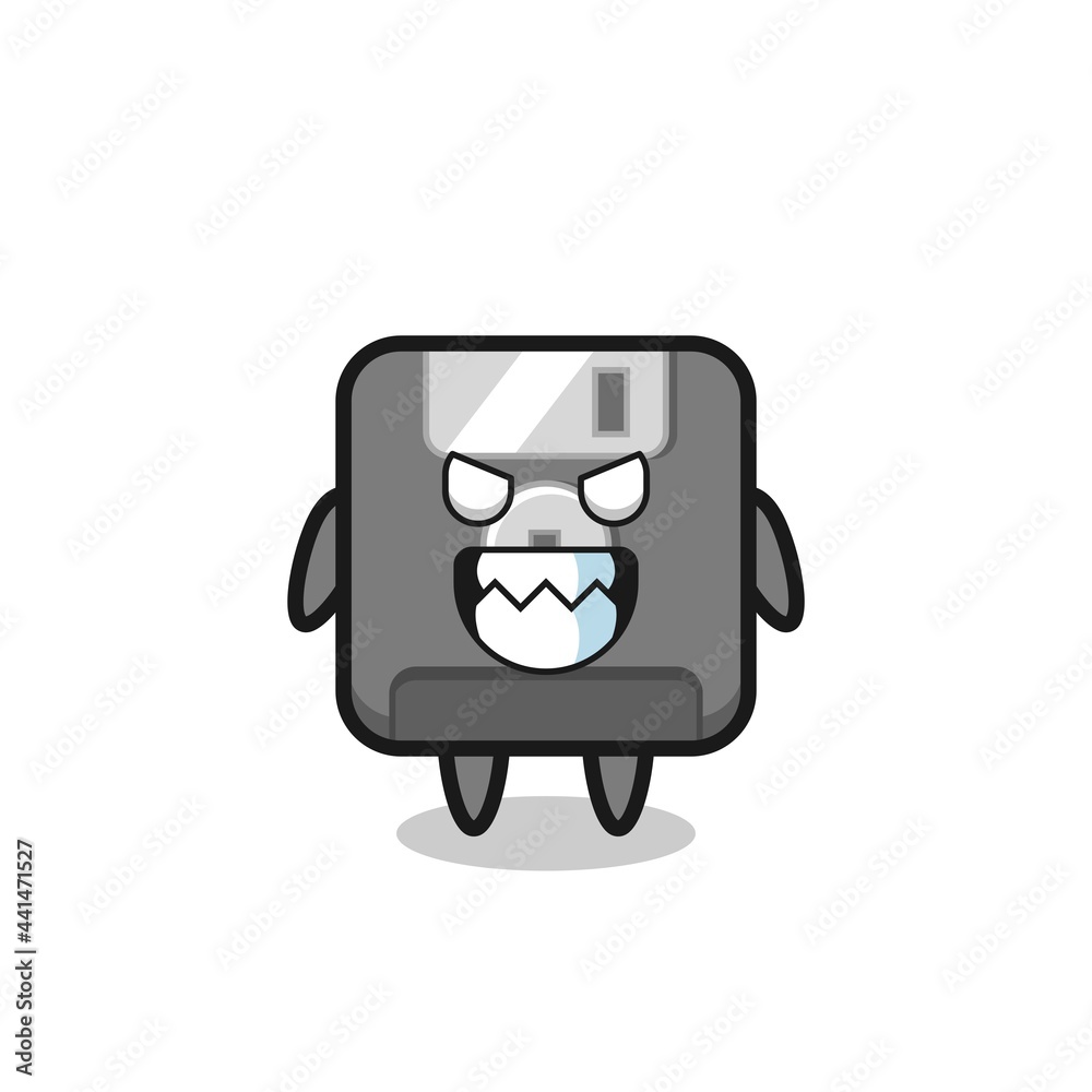 evil expression of the floppy disk cute mascot character evil expression of the floppy disk cute mascot character