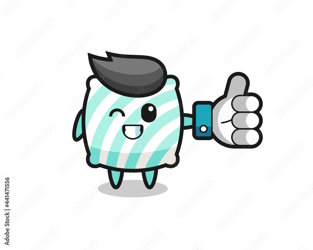 cute pillow with social media thumbs up symbol