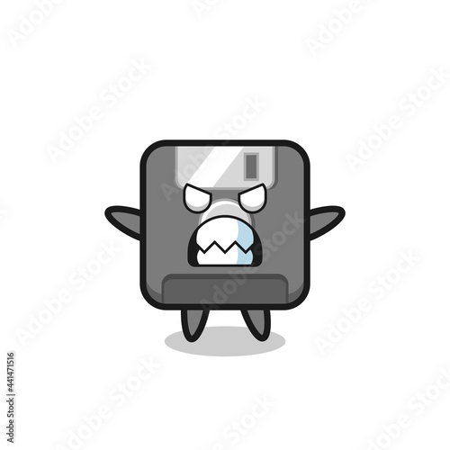 wrathful expression of the floppy disk mascot character